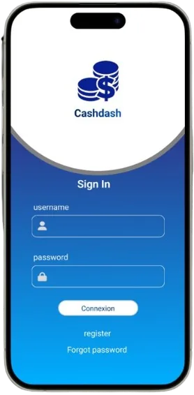 Écran de connexion CashDash